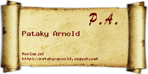 Pataky Arnold névjegykártya